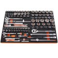 Dynamic 108Pcs 1/4”, 3/8”& 1/2” Dr Socket & Attachment Set W/ Foam Tool Orgnzr D096001-FT1T